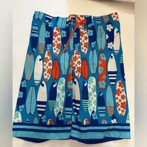 J. Khaki Kids Swim Trunks - Blue and Orange Surfboard Print